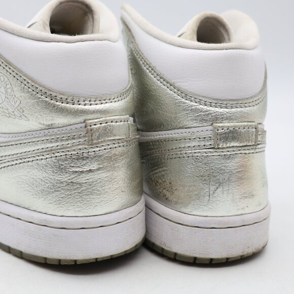 Nike Air Jordan 1 Mid SE Shoes White Silver Women's Size 9 Sneakers FN5031-100 - Picture 12 of 12